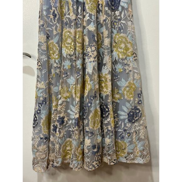 Dress The Population Samira Embellished Chiffon Gown Sky Multi Size Medium NWT - Picture 15 of 16